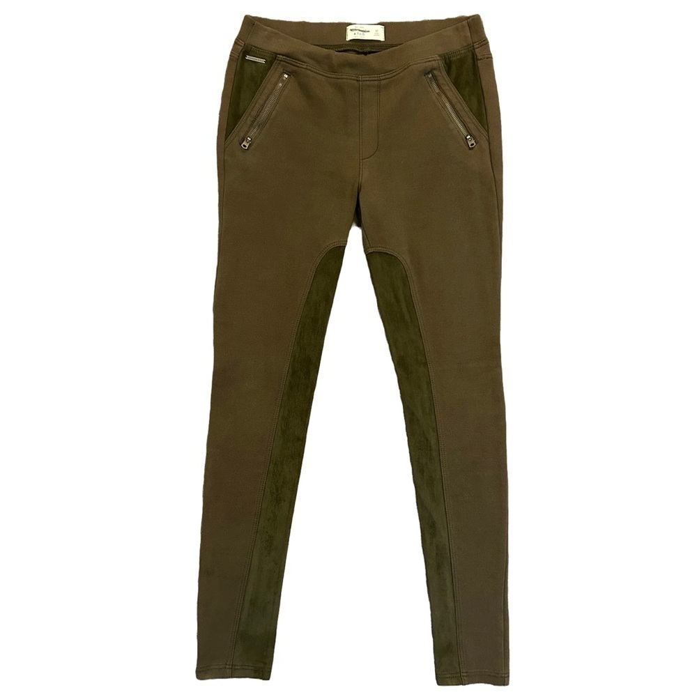 Abercrombie & Fitch Women's Moto Pants Size M Olive Green Pull On Leggings GUC